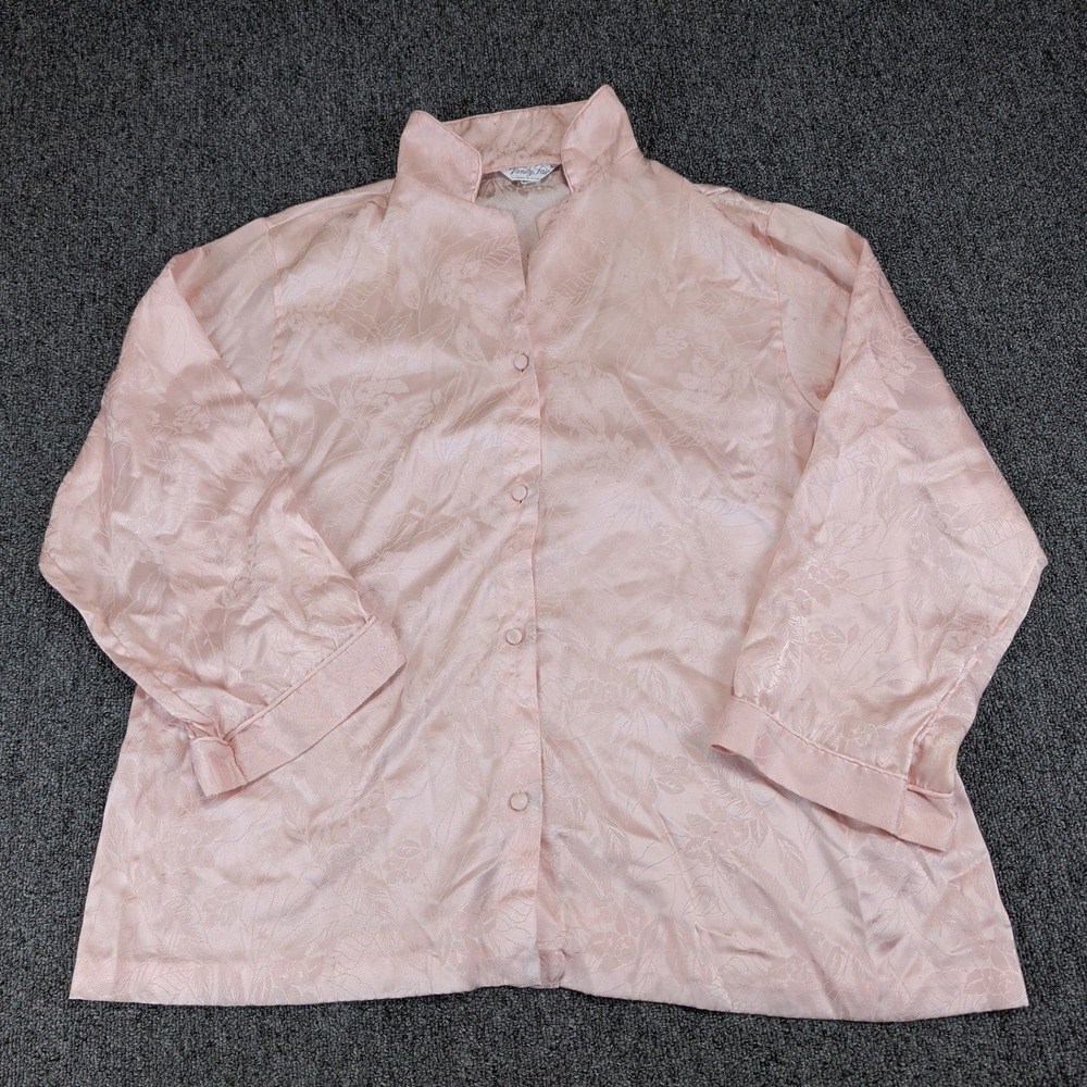 Vanity‎ Fair Vintage Coquette Floral Damask Pajama Top Women Large Blush Pink
